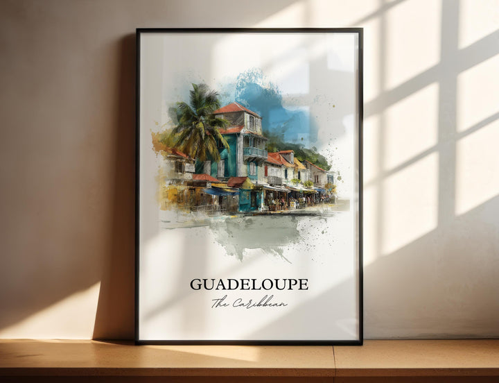 Guadeloupe Wall Art, Guadeloupe Print, Caribbean Watercolor Art, Guadeloupe Gift, Travel Print, Travel Poster, Housewarming Gift