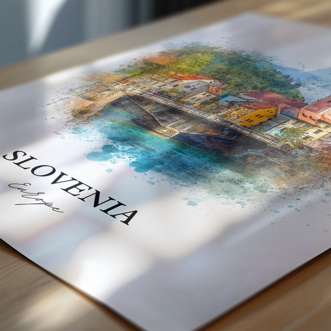 Slovenia Wall Art, Slovenia Print, Slovenia Watercolor Art, Slovenian Gift, Travel Print, Travel Poster, Housewarming Gift
