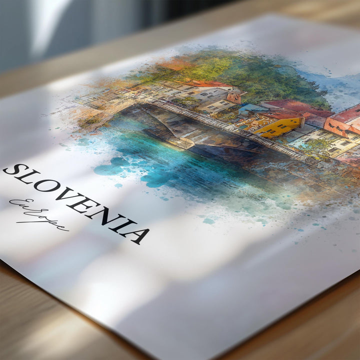 Slovenia Wall Art, Slovenia Print, Slovenia Watercolor Art, Slovenian Gift, Travel Print, Travel Poster, Housewarming Gift