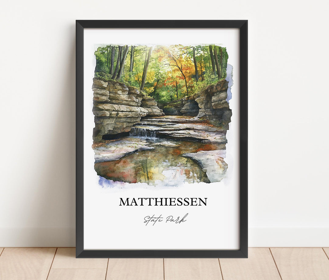 Matthiessen State Park Art, Matthiessen Print, Oglesby Watercolor Art, LaSalle County Gift, Travel Print, Travel Poster, Housewarming Gift