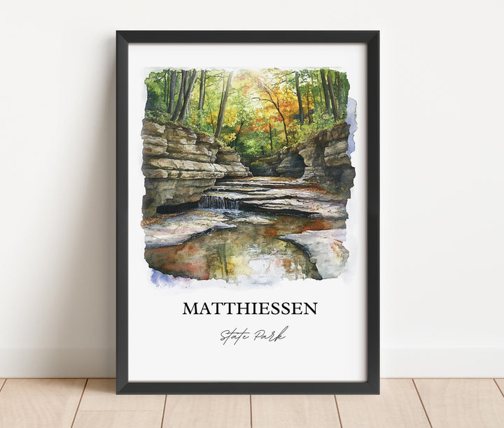 Matthiessen State Park Art, Matthiessen Print, Oglesby Watercolor Art, LaSalle County Gift, Travel Print, Travel Poster, Housewarming Gift