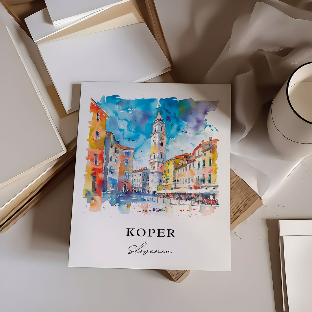 Koper Slovenia Wall Art, Koper Print, Koper Watercolor, Koper Slovenia Gift,