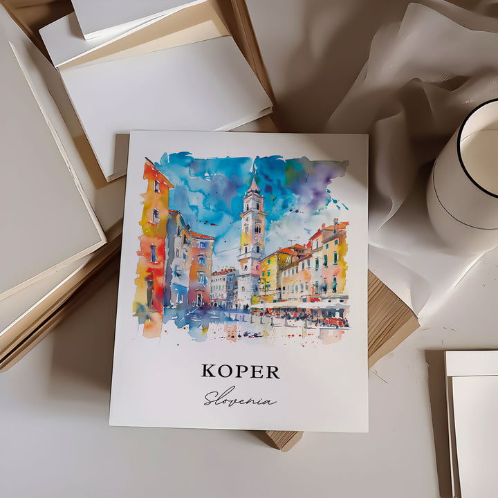 Koper Slovenia Wall Art, Koper Print, Koper Watercolor, Koper Slovenia Gift,