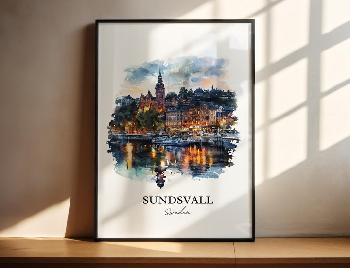 Sundsvall Travel Print Wall Art Sundsvall Wall Hanging Home Décor Sundsvall Gift Art Lovers Sweden Art Lover Gift Sundsvall Poster