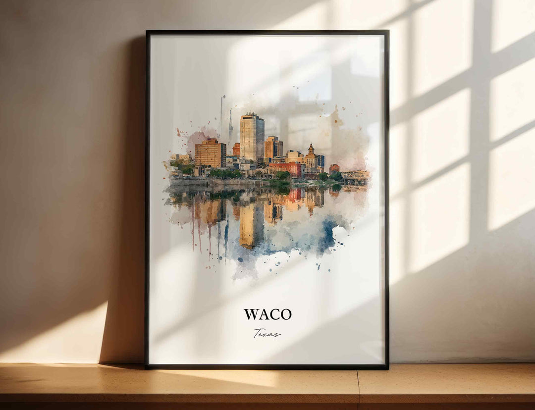 Waco, Texas – Watercolor Art Print