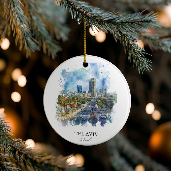 Tel Aviv Israel Ornament: Unique Tel Aviv Souvenir, Tel Aviv Xmas Decor, and Authentic Tel Aviv Israel Gift