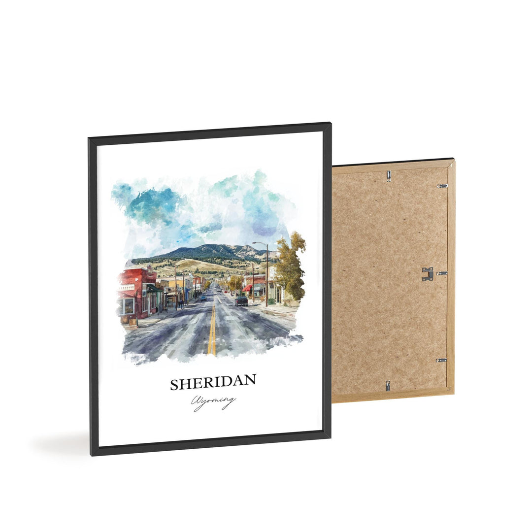 Sheridan WY Wall Art, Sheridan WY Print, Wyoming Watercolor Art, Sheridan Wyoming Gift, Travel Print, Travel Poster, Housewarming Gift