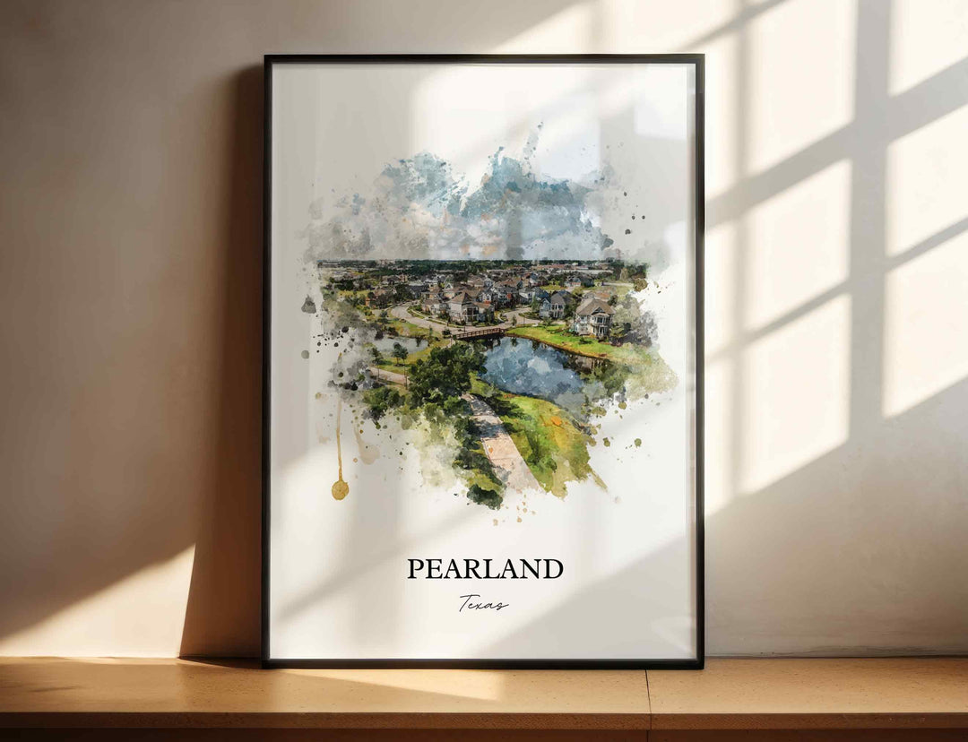 Pearland, Texas – Watercolor Art Print