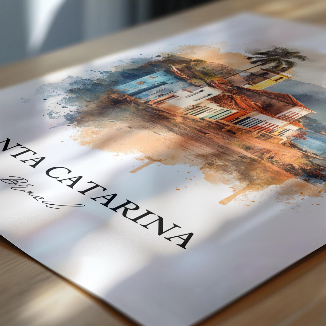 Santa Catarina Wall Art, Santa Catarina Print, Brazil Watercolor Art, Santa Catarina Gift, Travel Print, Travel Poster, Housewarming Gift