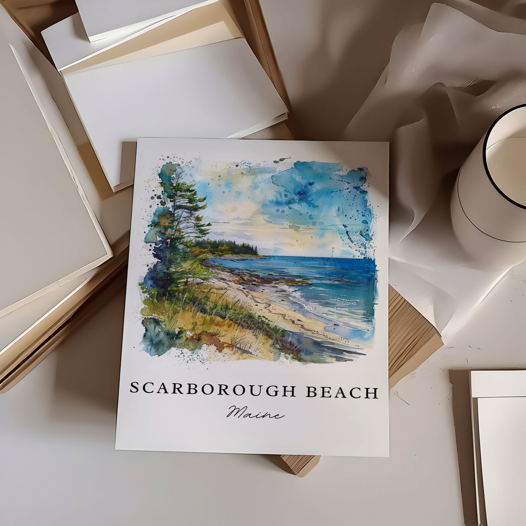 Scarborough Beach Art Print, Maine Print, Scarborough Wall Art, Maine Gift, Travel Print, Travel Poster, Travel Gift, Housewarming Gift