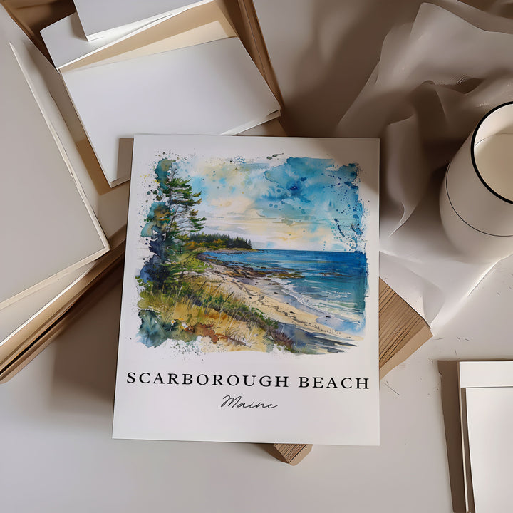 Scarborough Beach Art Print, Maine Print, Scarborough Wall Art, Maine Gift, Travel Print, Travel Poster, Travel Gift, Housewarming Gift