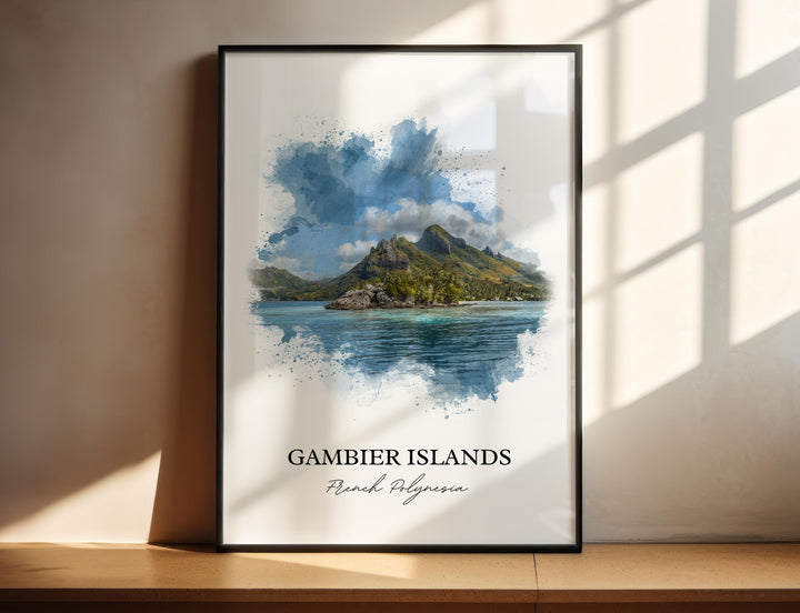 Gambier Islands Wall Art, Polynesia Print, French Polynesia Artwork, Gambier Islands Gift, Travel Print, Travel Poster, Housewarming Gift