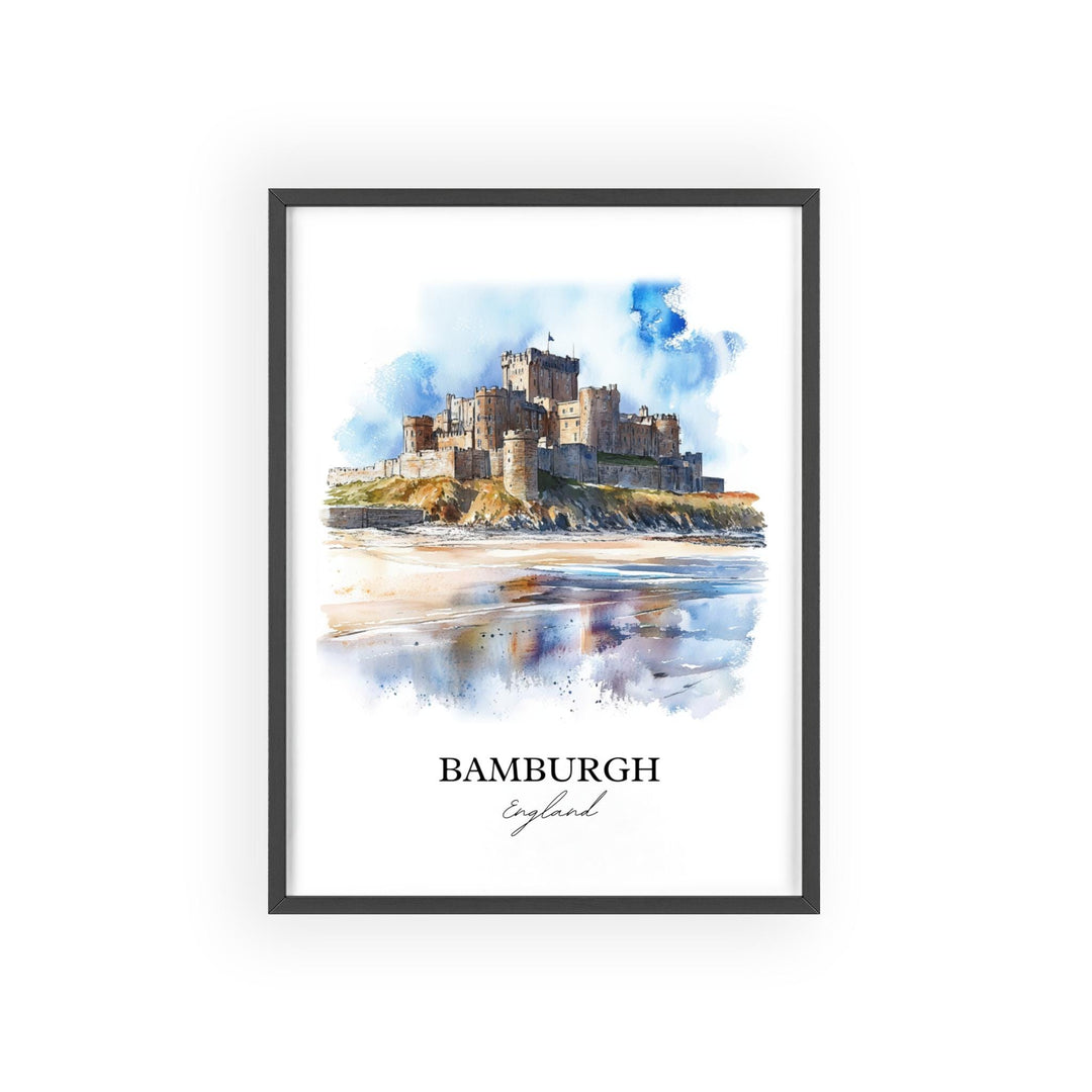 Bamburgh Wall Art, Northumberland Print, England Watercolor Art, Bamburgh England Gift, Travel Print, Travel Poster, Housewarming Gift
