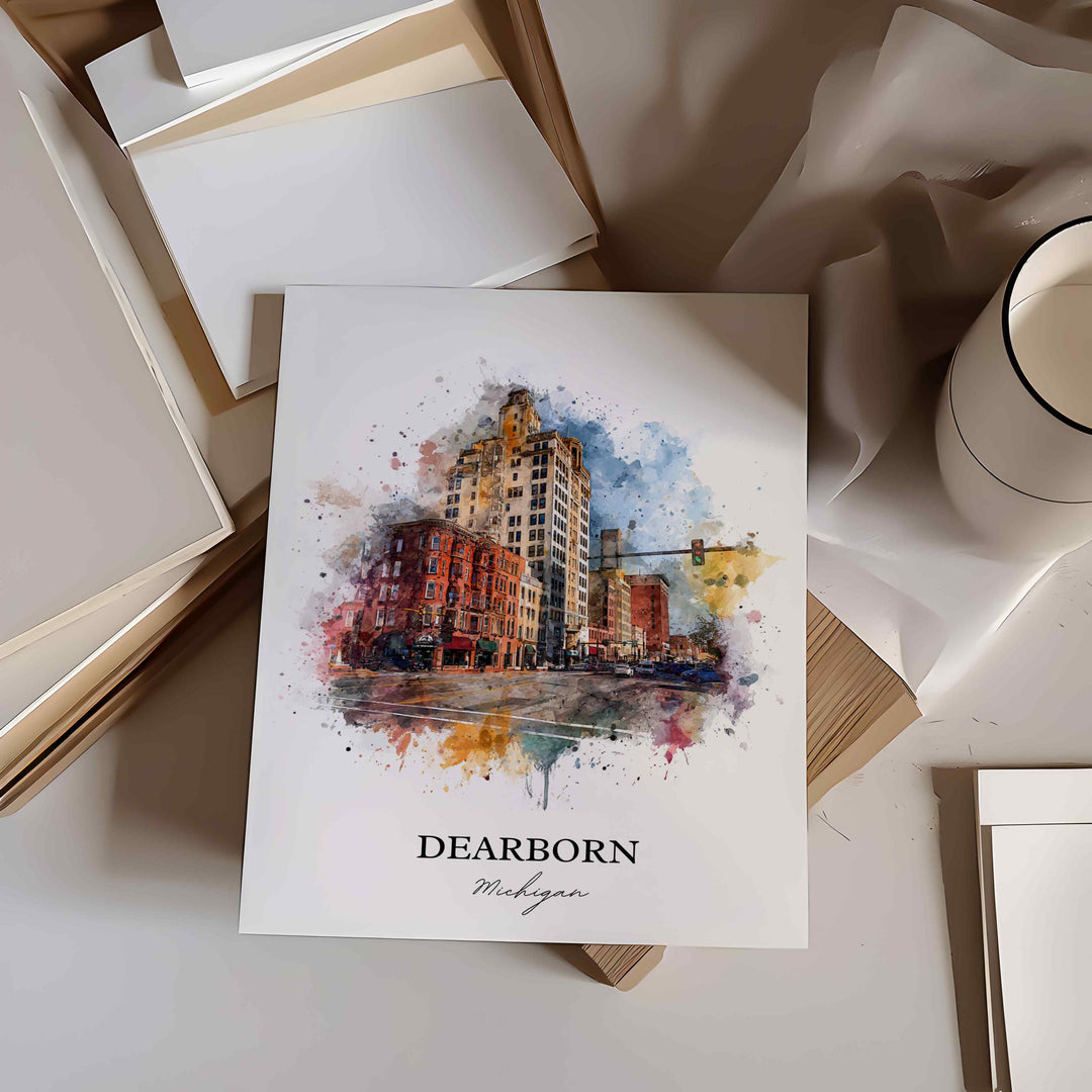 Dearborn, Michigan – Watercolor Art Print