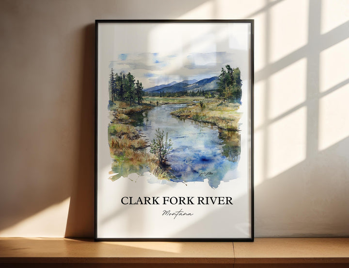 Clark Fork River, USA – Watercolor Art Print
