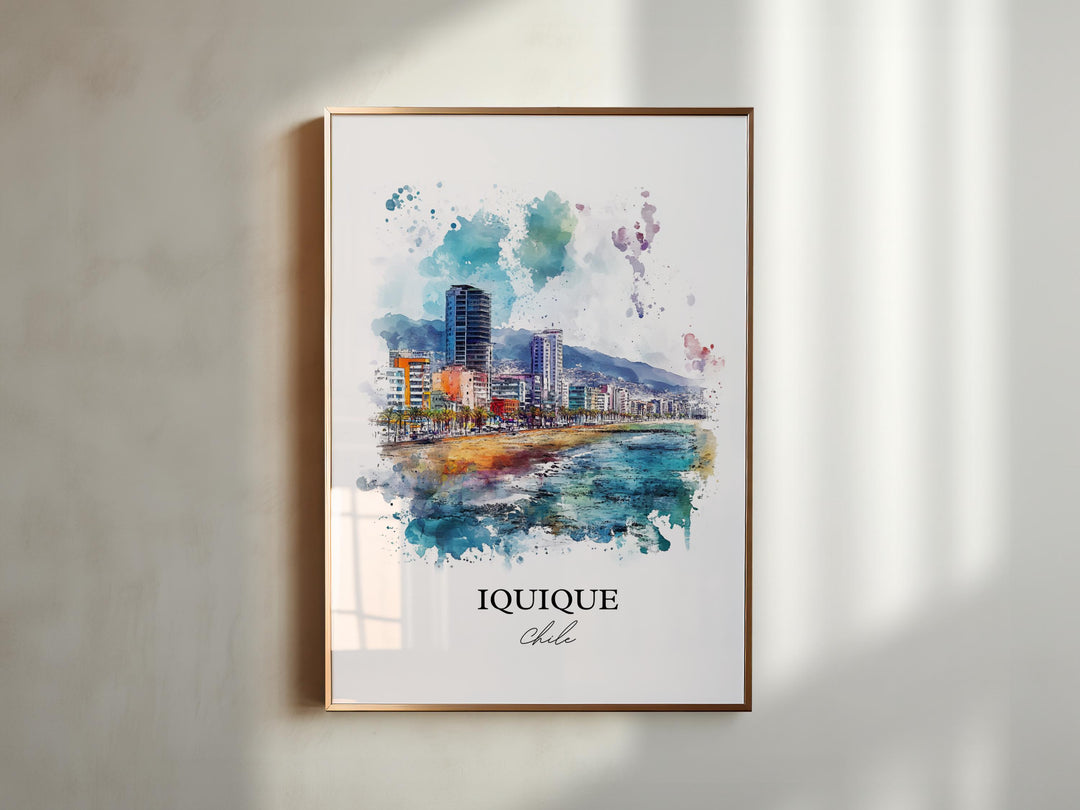 Iquique Chile Wall Art, Northern Chile Print, Chile Watercolor Art, Iquique Chile Gift, Travel Print, Travel Poster, Housewarming Gift