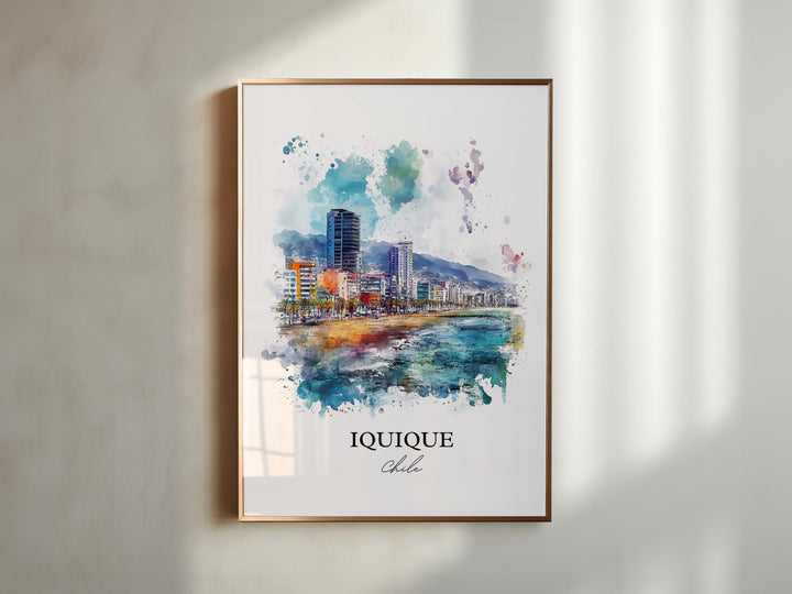 Iquique Chile Wall Art, Northern Chile Print, Chile Watercolor Art, Iquique Chile Gift, Travel Print, Travel Poster, Housewarming Gift