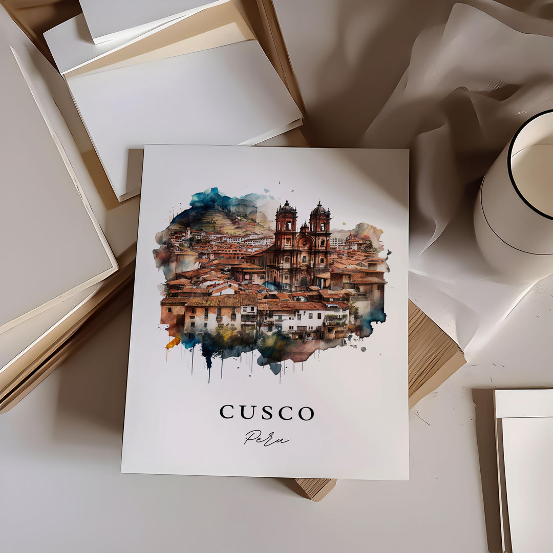 Cusco Peru wall art - Peru, Cuzco poster, Cusco Peru Wedding gift, Cusco Cityscape Birthday present, Custom Text, Personalised Gift