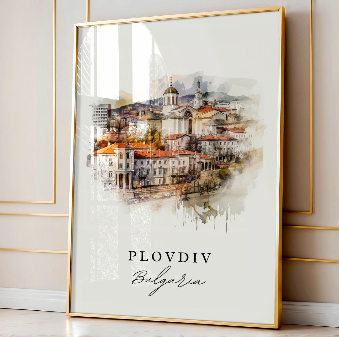 Plovdiv Bulgaria wall art - Bulgaria, Plovdiv poster, Plovdiv Wedding gift, Plovdiv Birthday present, Custom Text, Personalized Gift