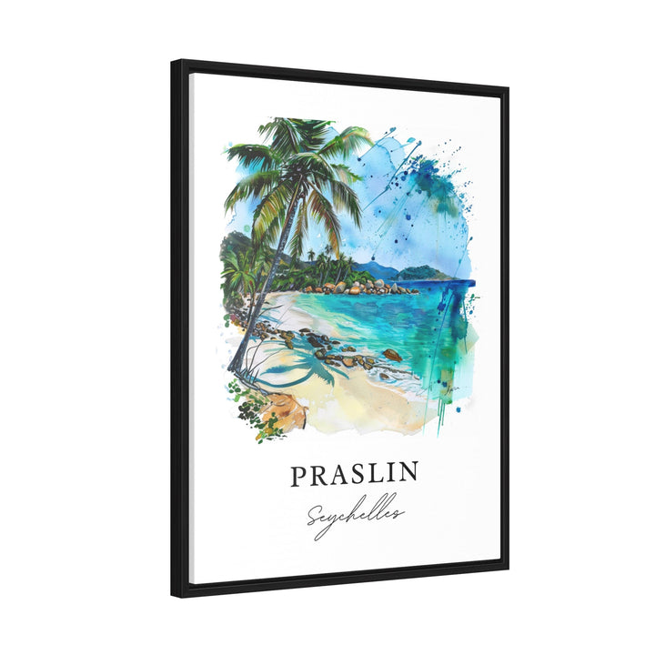 Praslin Seychelles Art, Praslin Print, Seychelles Watercolor Art, Seychelles Beach Gift,