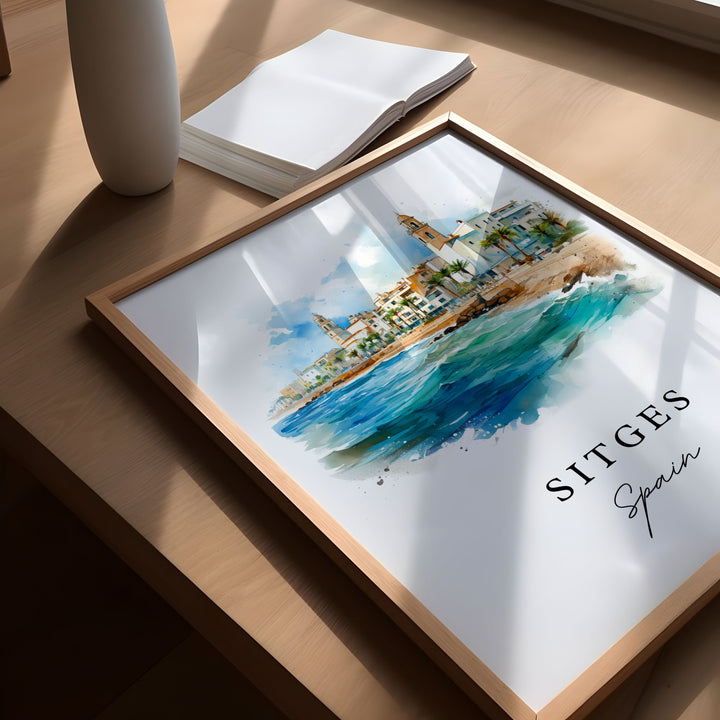 Sitges Spain wall art - Spain, Sitges poster print, Sitges Wedding gift, Sitges Espana Birthday present, Custom Text, Perfect Gift