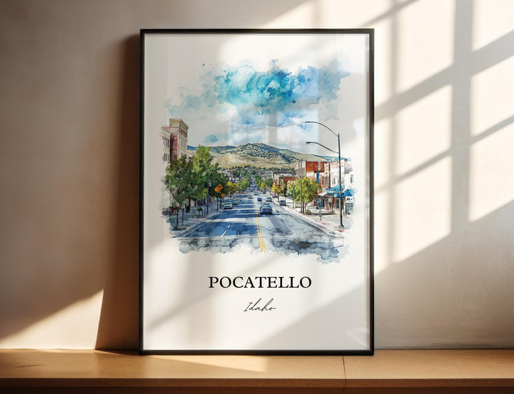 Pocatello ID Wall Art, Bannock County Print, Idaho Watercolor Art, Pocatello Idaho Gift, Travel Print, Travel Poster, Housewarming Gift
