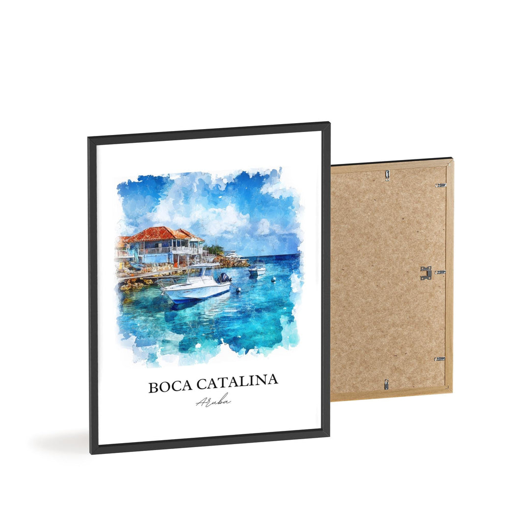 Boca Catalina Wall Art, Malmok Beach Print, Aruba Watercolor Art, Boca Catalina Gift, Travel Print, Travel Poster, Housewarming Gift