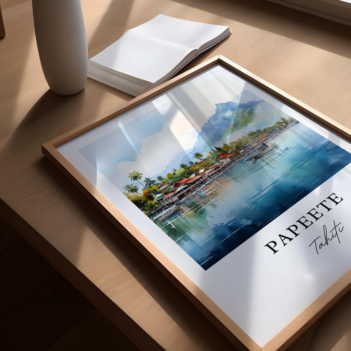 Papeete French Polynesia wall art - Tahiti, Papeete poster, Papeete Wedding gift, Papeete Birthday present, Custom Text, Personalized Gift