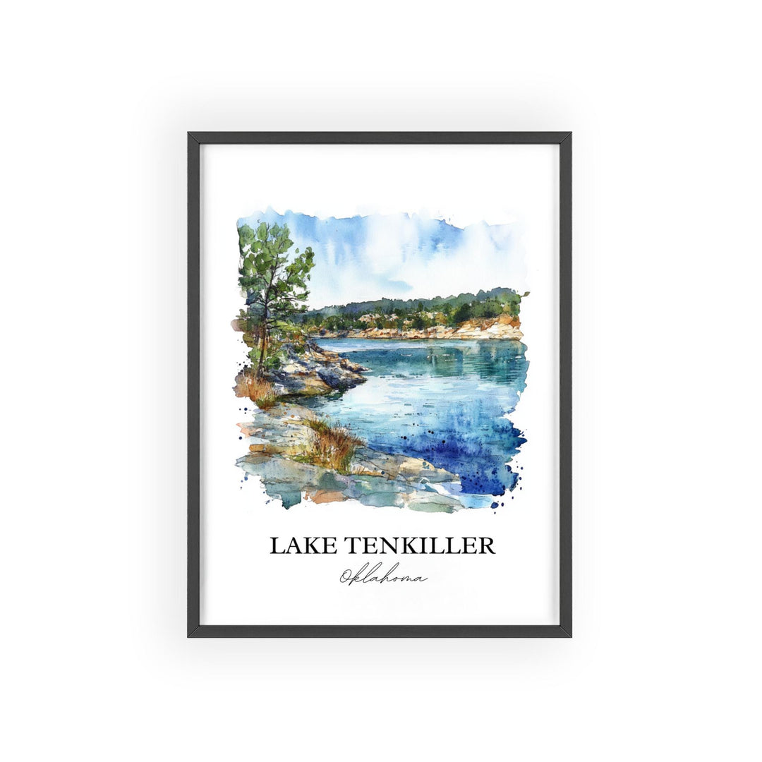 Lake Tenkiller Wall Art, Tenkiller Ferry Lake Print, Oklahoma Artwork, Lake Tenkiller Gift, Travel Print, Travel Poster, Housewarming Gift