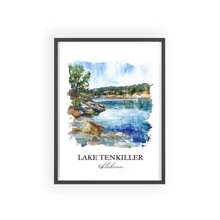 Lake Tenkiller Wall Art, Tenkiller Ferry Lake Print, Oklahoma Artwork, Lake Tenkiller Gift, Travel Print, Travel Poster, Housewarming Gift