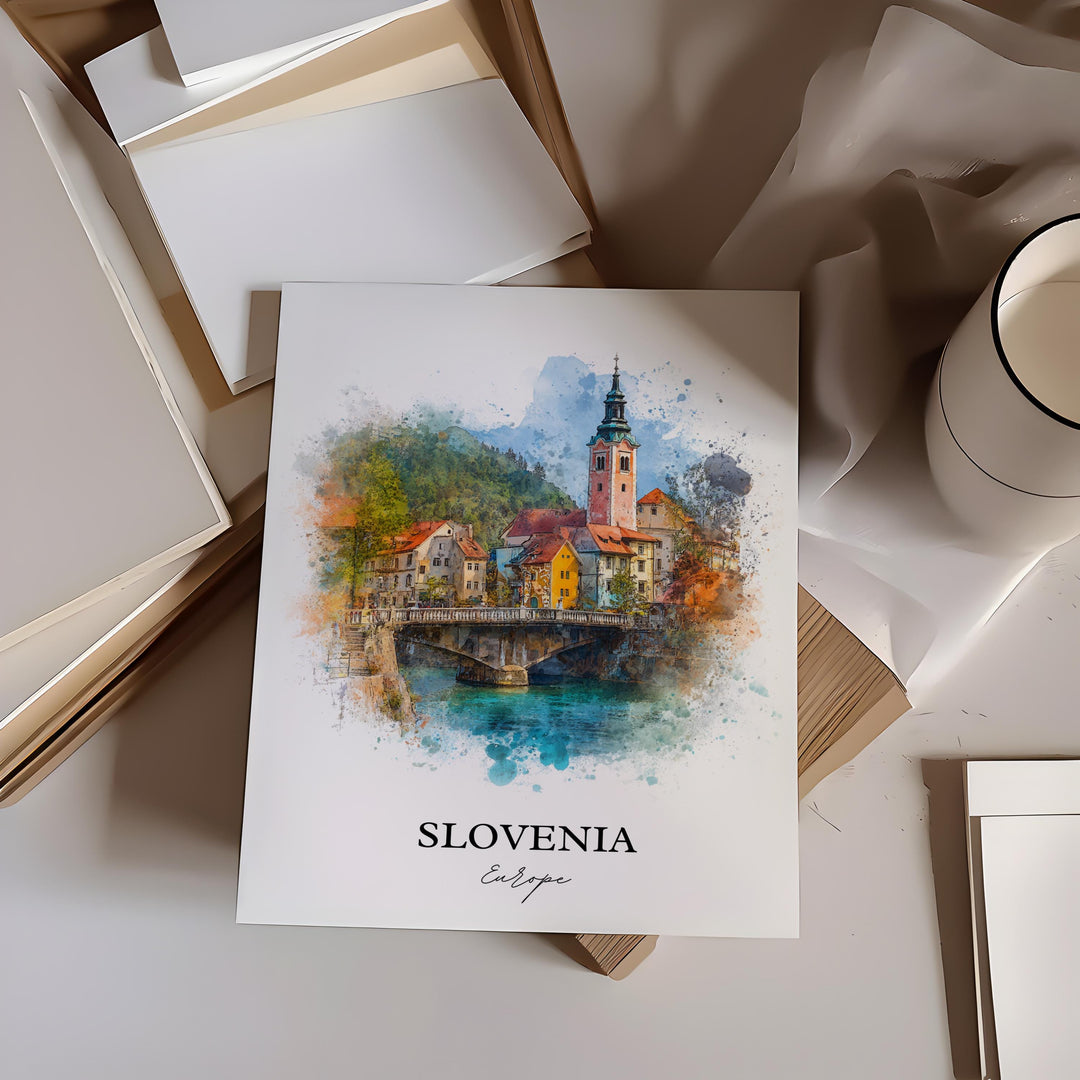 Slovenia Wall Art, Slovenia Print, Slovenia Watercolor Art, Slovenian Gift, Travel Print, Travel Poster, Housewarming Gift