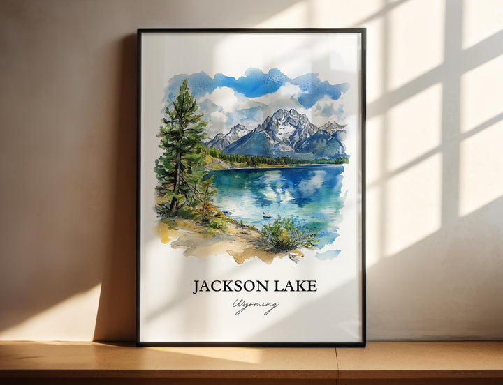 Jackson Lake Wall Art, Grand Tetons Print, Wyoming Watercolor Art, Jackson Lake WY Gift, Travel Print, Travel Poster, Housewarming Gift