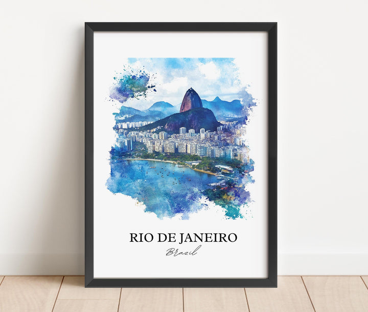 Rio de Janeiro Wall Art, Rio Skyline Print, Brazil Watercolor Art, Rio de Janeiro Gift, Travel Print, Travel Poster, Housewarming Gift