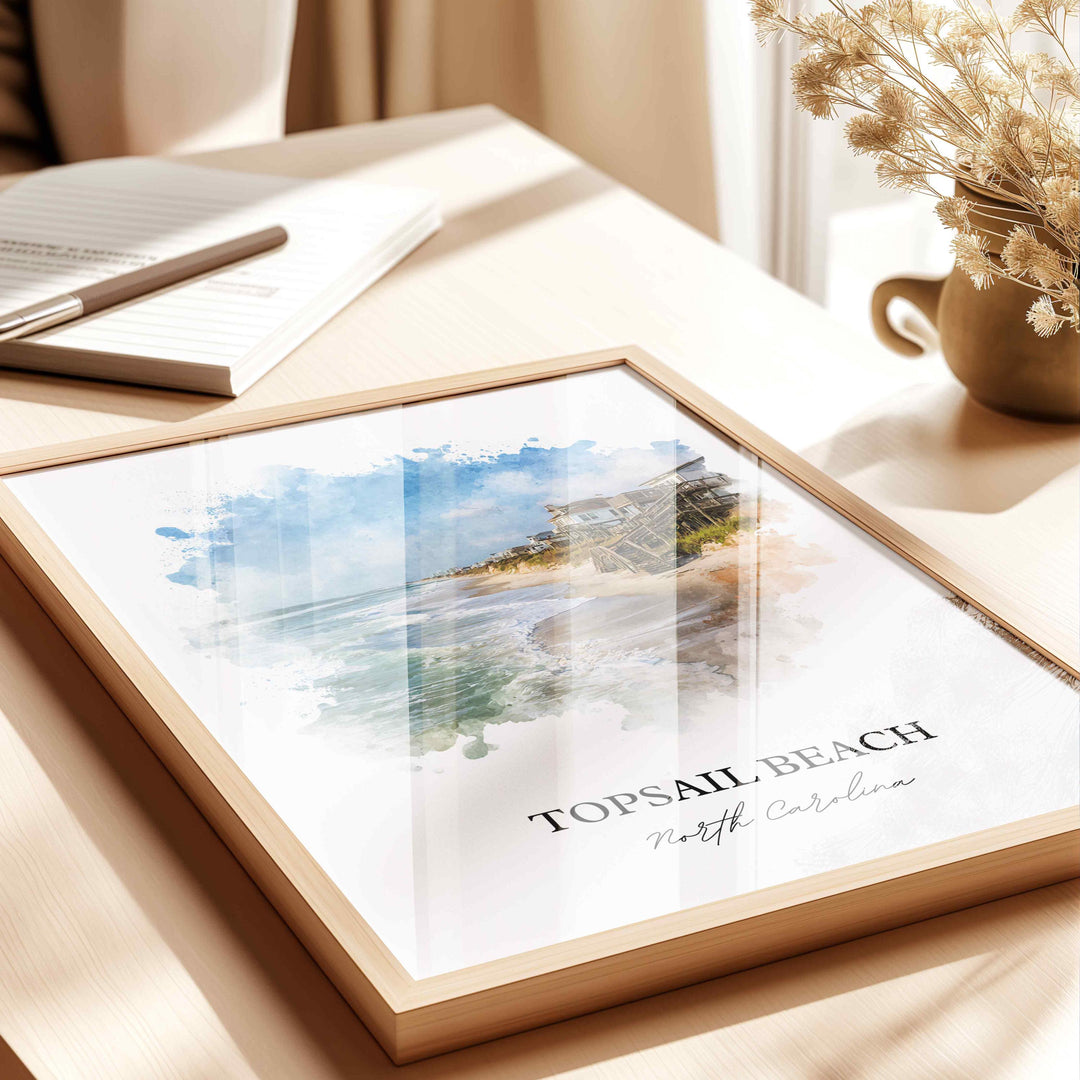 Topsail Beach, NC – Watercolor Art Print