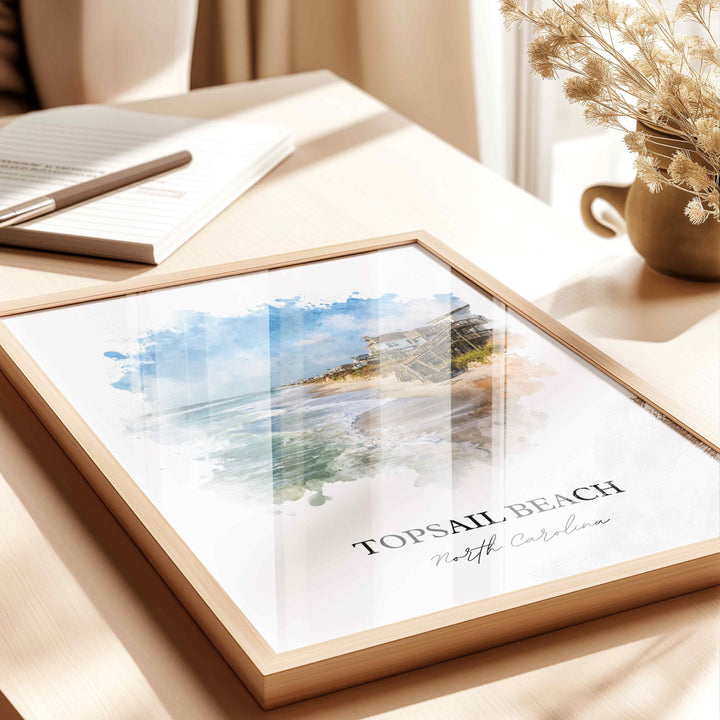 Topsail Beach, NC – Watercolor Art Print
