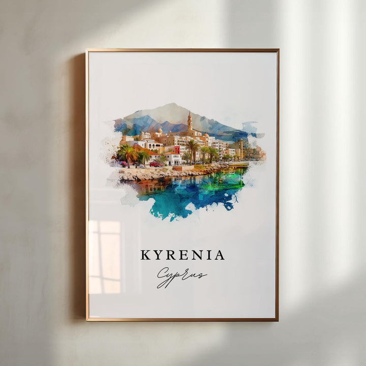 Kyrenia Greece wall art - Greece, Cyprus poster, Kyrenia Wedding gift, Northern Cyprus Birthday present, Custom Text, Personalized Gift