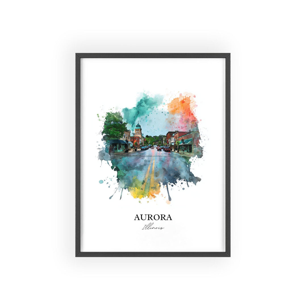 Aurora, Illinois Wall Art, Aurora Print, Illinois Watercolor Art, Chicago Illinois Gift, Travel Print, Travel Poster, Housewarming Gift