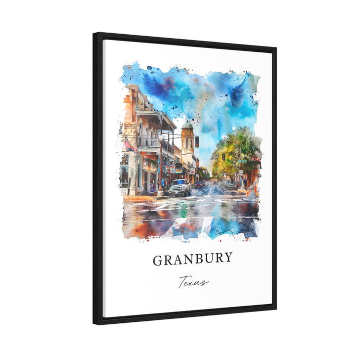 Granbury TX Wall Art, Hood County Texas Print, Granbury Watercolor Art, Granbury Texas Gift,