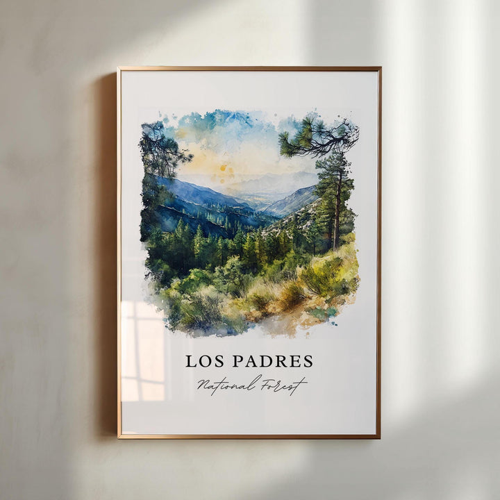 Los Padres National Forest Art, Solvang CA Print, Santa Barbara Watercolor, Los Padres Gift, Travel Poster, Housewarming Gift