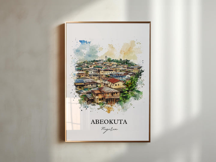 Abeokuta Wall Art, Ogun State Nigeria Print, Nigeria Watercolor Art, Abeokuta Nigeria Gift, Travel Print, Travel Poster, Housewarming Gift