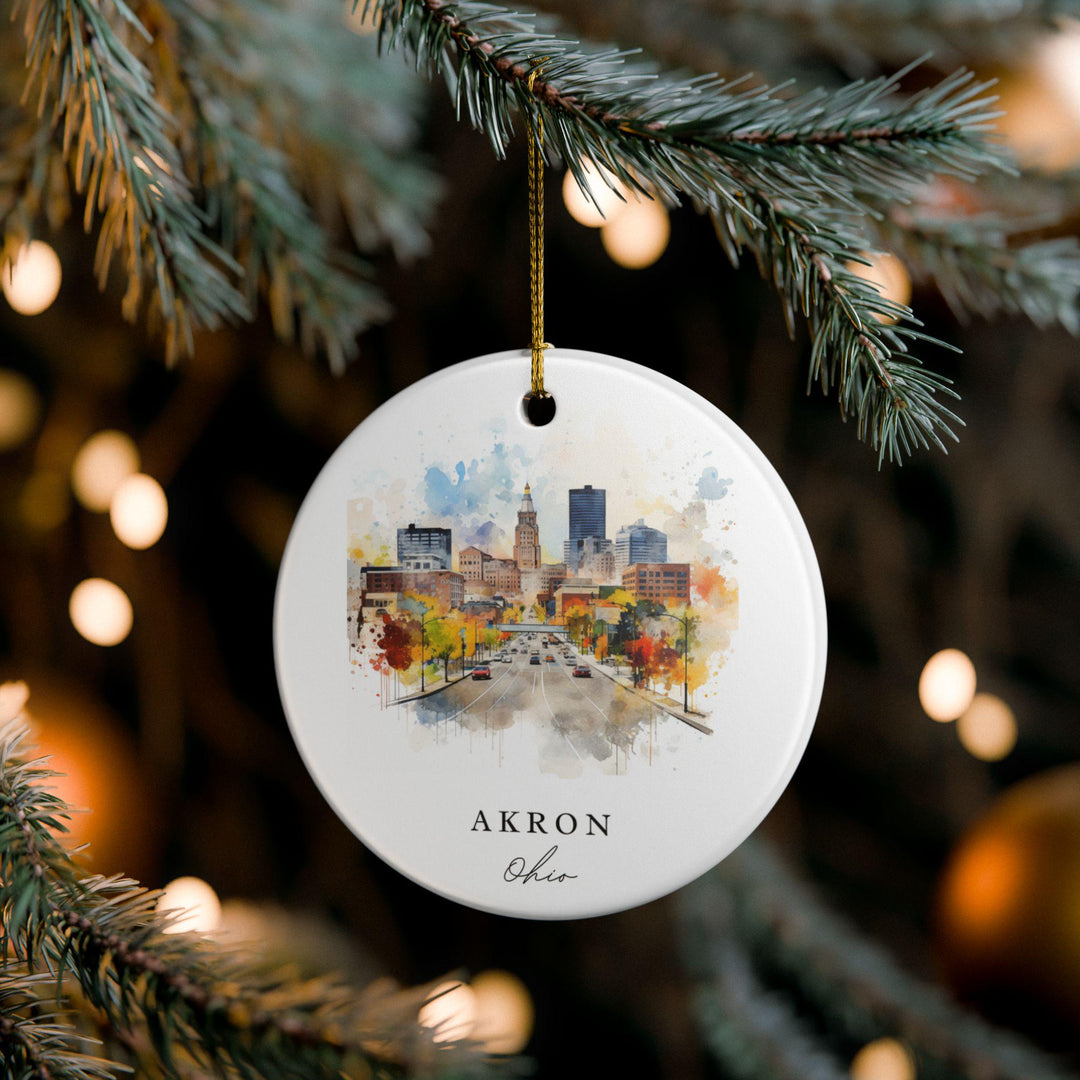 Akron Ohio Ornament: Unique Akron Ohio Souvenir, Ohio Xmas Decor, and Authentic Akron Ohio Gift