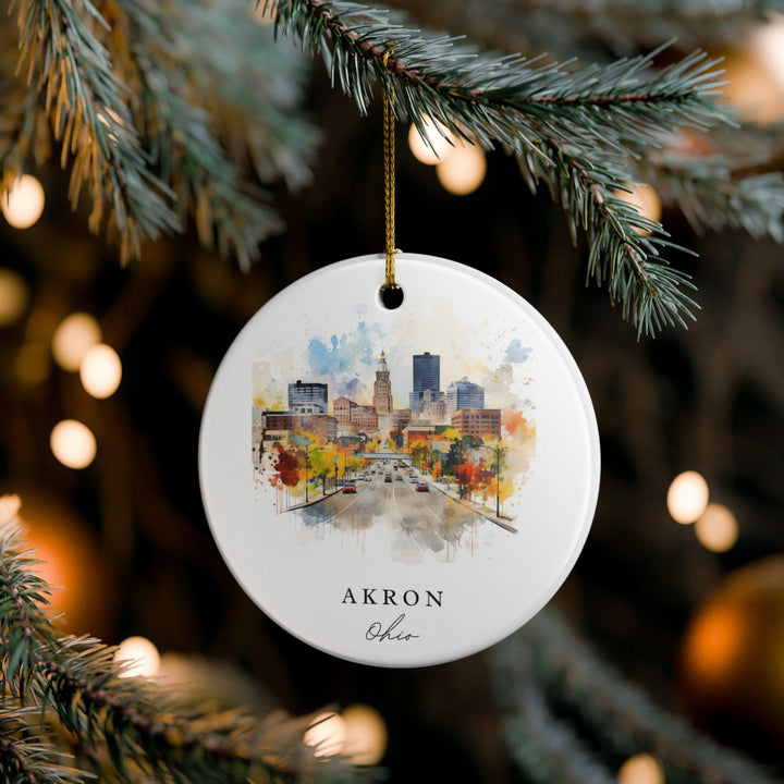 Akron Ohio Ornament: Unique Akron Ohio Souvenir, Ohio Xmas Decor, and Authentic Akron Ohio Gift
