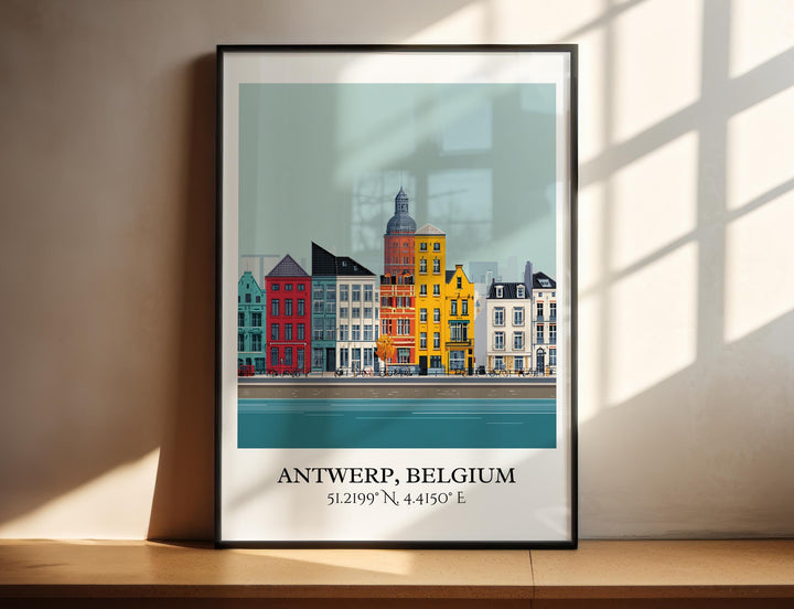 Antwerp Art, Antwerp Retro Travel Art, Antwerp Home Decor, Antwerp Gift, Belgium Travel Art, Travel Prints, Housewarming Gift