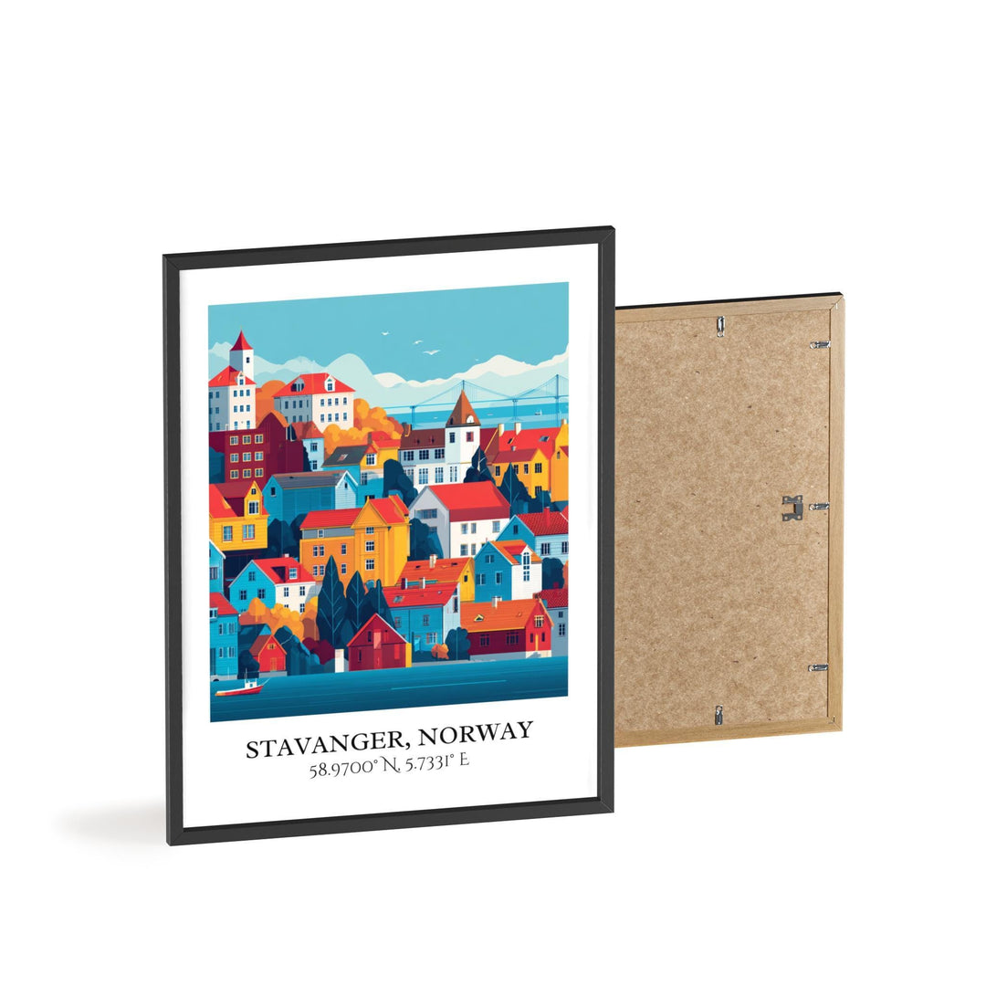 Stavanger Art, Stavanger Retro Travel Art, Norway Home Decor, Norway Gift, Norway Travel Art, Travel Prints, Housewarming Gift