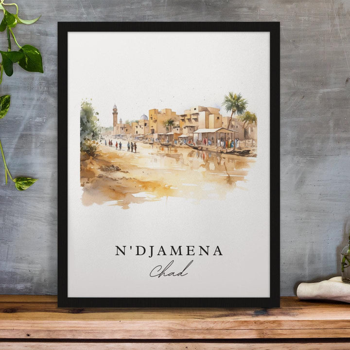 N'Djamena wall art - Chad, N'Djamena poster, N'Djamena Wedding gift, Chad Africa present, Custom Text, Personalized Gift