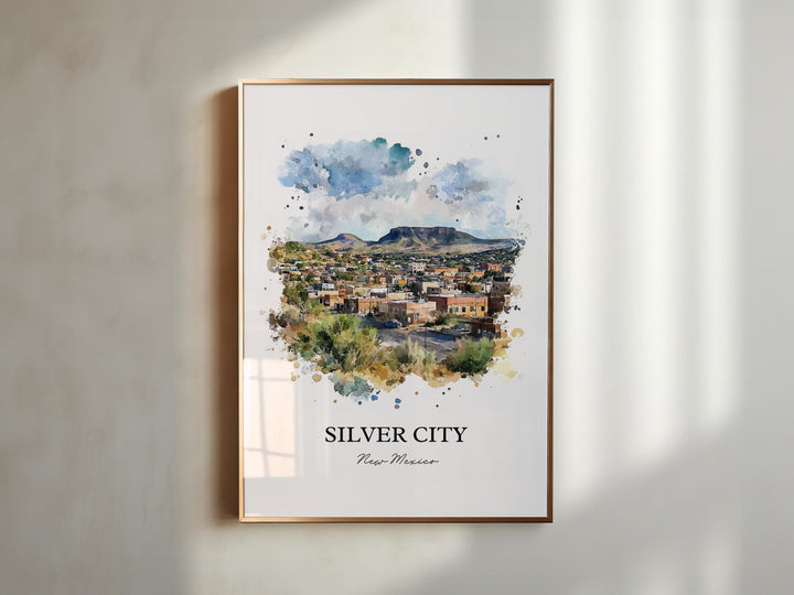 Silver City NM Wall Art, Grant County Print, New Mexico Watercolor Art, Silver City NM Gift, Travel Print, Travel Poster, Housewarming Gift