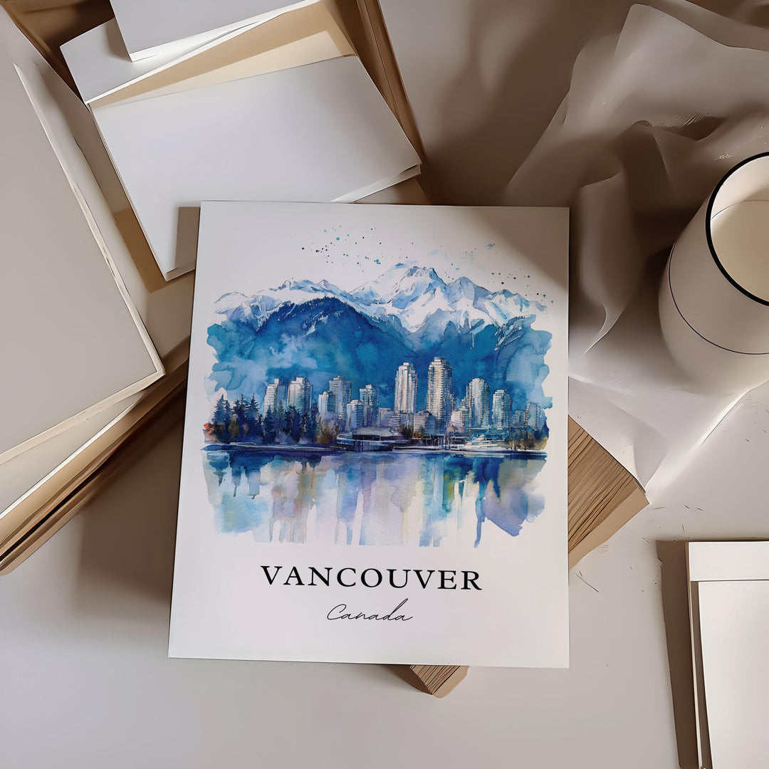 Vancouver Wall Art, Vancouver Print, Vancouver Watercolor Art, Vancouver BC Gift, Travel Print, Travel Poster, Housewarming Gift
