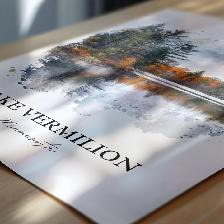 Lake Vermilion Wall Art, Tower Minnesota Print, Minnesota Watercolor, Lake Vermilion MN Gift, Travel Print, Travel Poster, Housewarming Gift