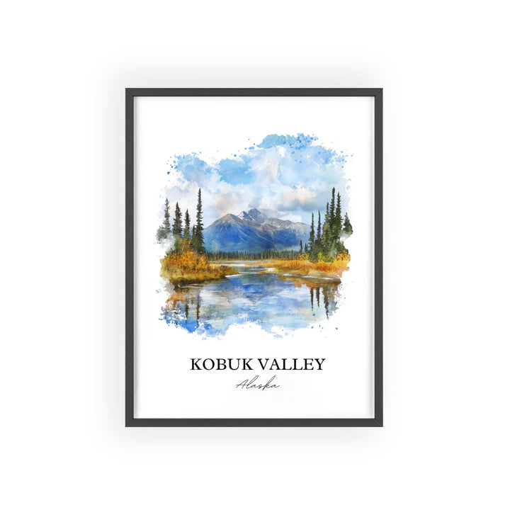 Kobuk Valley Wall Art, Kotzebue Print, Alaska Watercolor Art, Kobuk Valley AK Gift, Travel Print, Travel Poster, Housewarming Gift