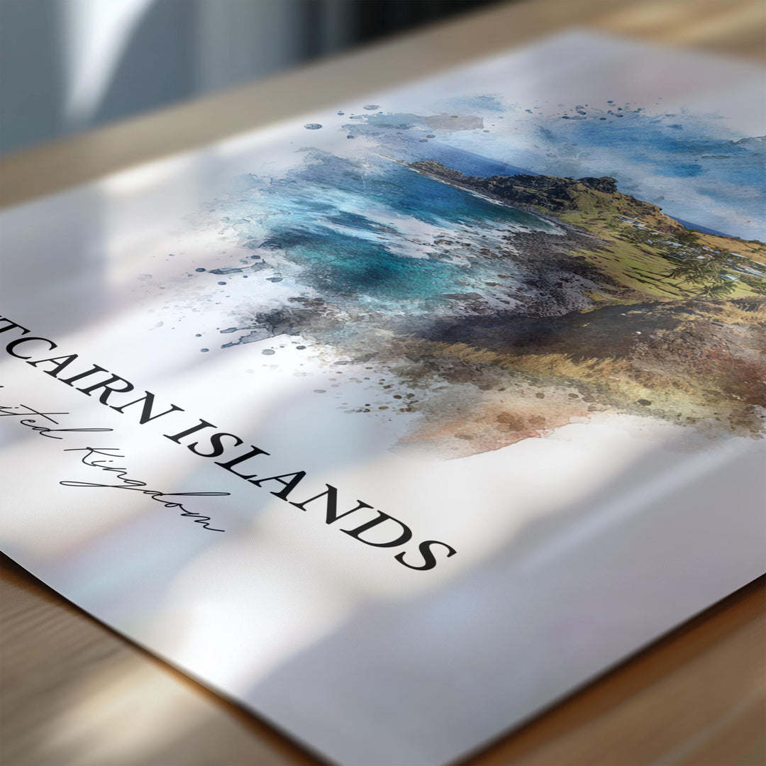 Pitcairn Islands Art, Pitcairn Print, Pitcairn Islands Artwork, Pitcairn Islands Gift, UK Travel Prints, Travel Poster, Housewarming Gift